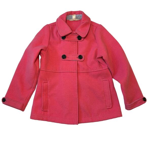 Lands' End Girls Pink Wool Peacoat 5-6Y - Picture 1 of 5